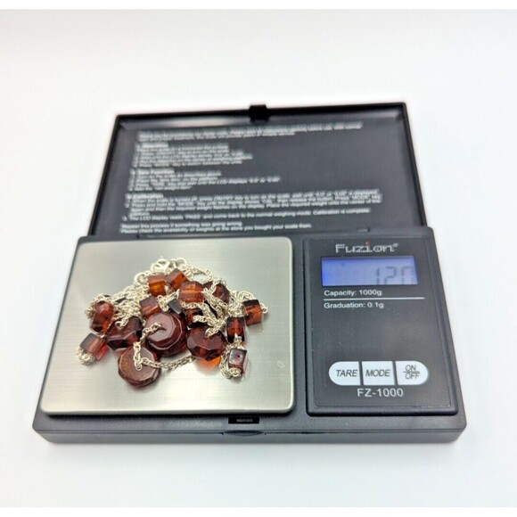 Sterling Silver 925 Baltic Amber Faceted Beads Stations Two Necklaces - Picture 16 of 16